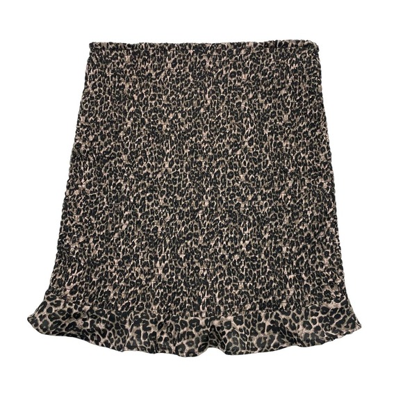 GUESS Leopard Print Smocked Mini Skirt Sz Small - Picture 6 of 6